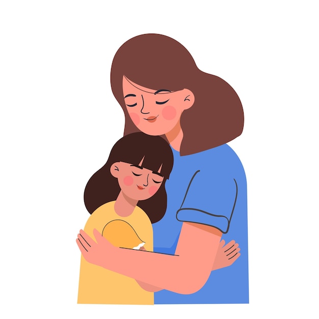 mother and daughter vector illustration