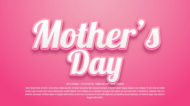 Mother day 3d style editable text effects