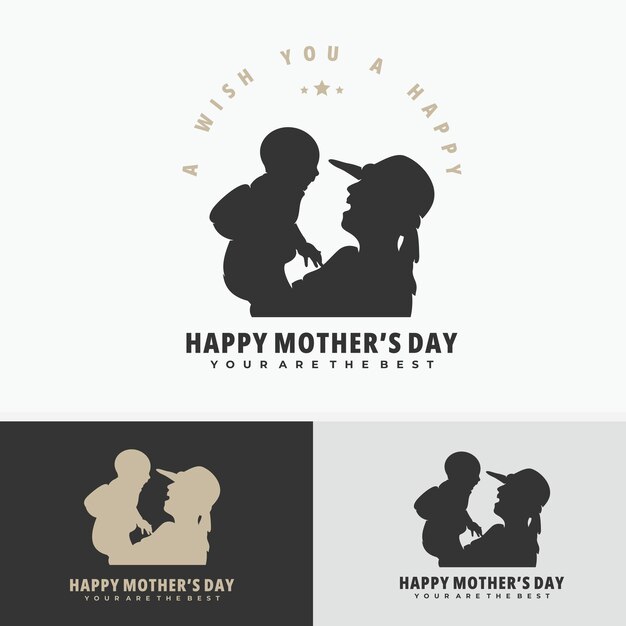 Vector mother day design concept silhouette vector illustration