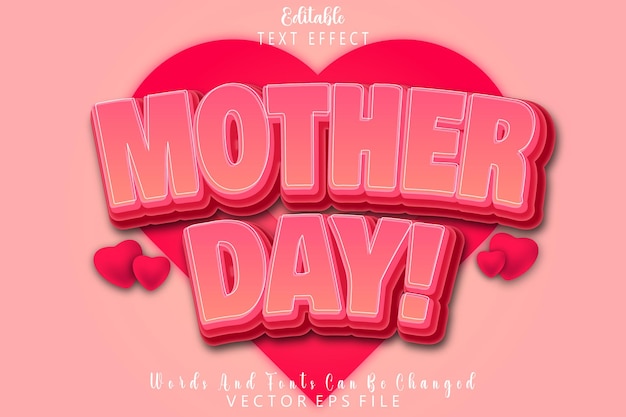Mother Day Editable Text Effect Emboss Cartoon Style