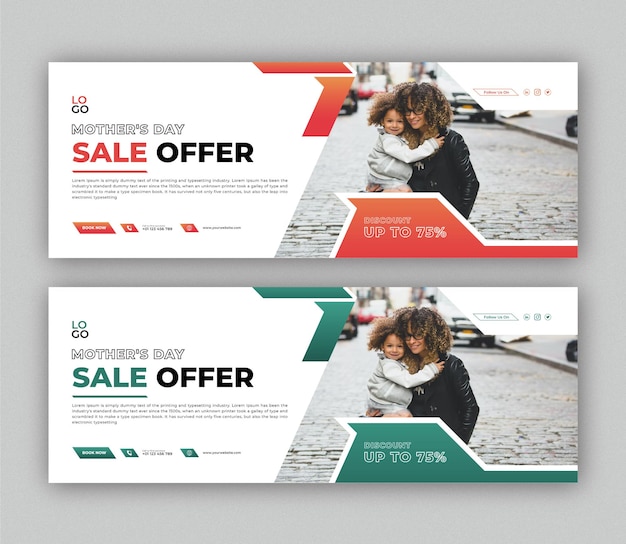 mother day fashion sale social media banner or facebook cover design poster template
