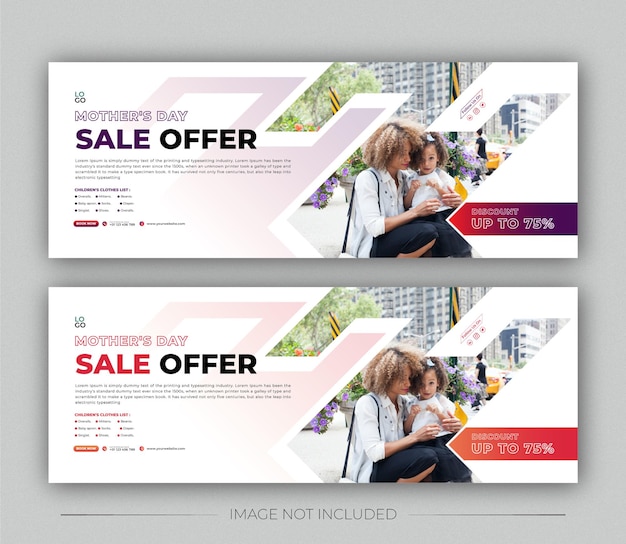 Mother day Fashion sale social media banner or Facebook cover design poster template