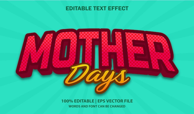 Mother days editable text effect style vector