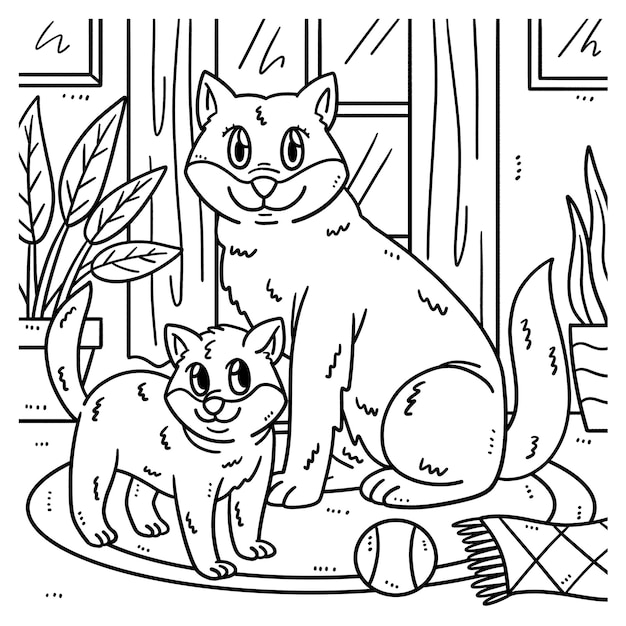 Mother Dog and Puppy Coloring Page for Kids