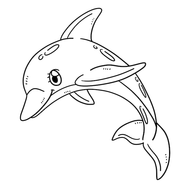 Vector mother dolphin isolated coloring page for kids