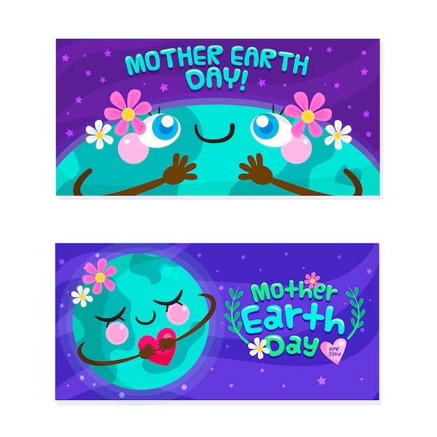 Vector mother earth day banners