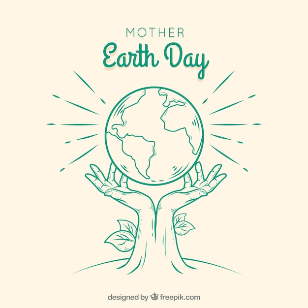 Mother earth day hand drawn background