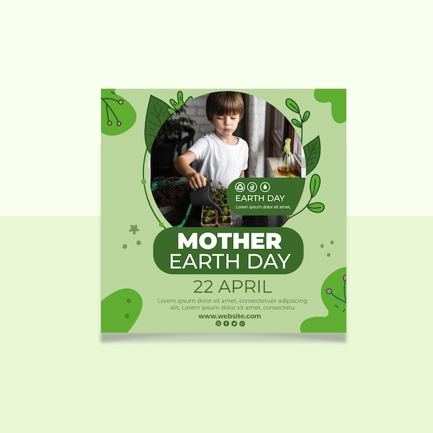 Vector mother earth day square flyer template