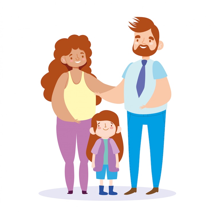Vector mother father and daughter   design