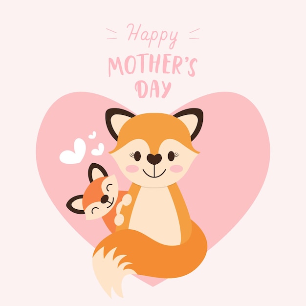 Vector mother fox with child