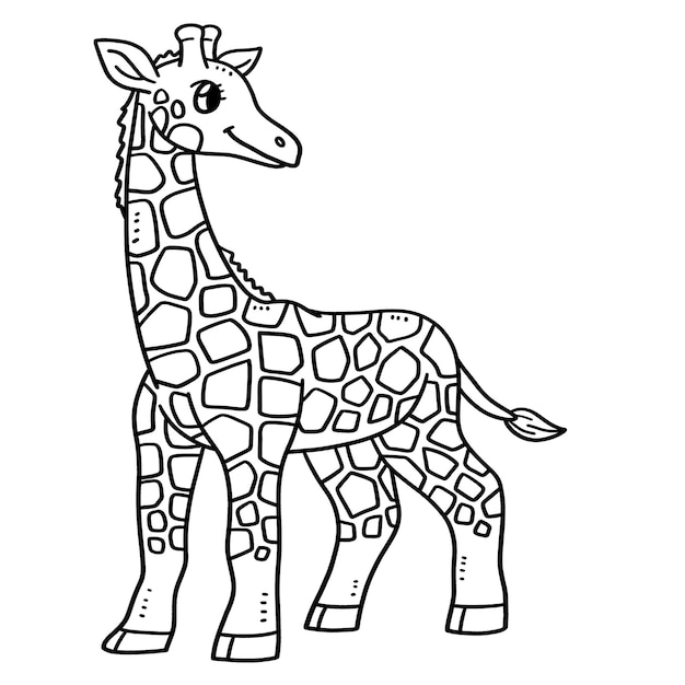 Vettore madre giraffa isolata pagina da colorare per bambini
