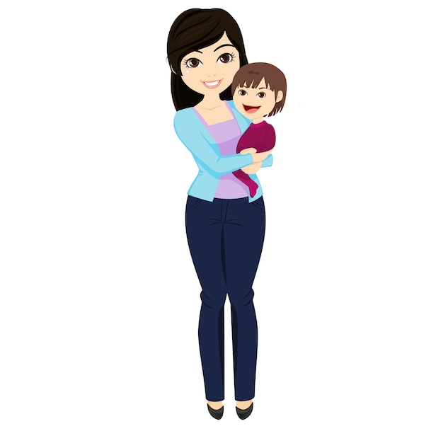 Vector mother girl fashion and baby