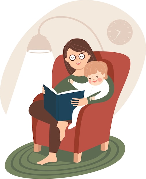 mother and her baby reading a book together