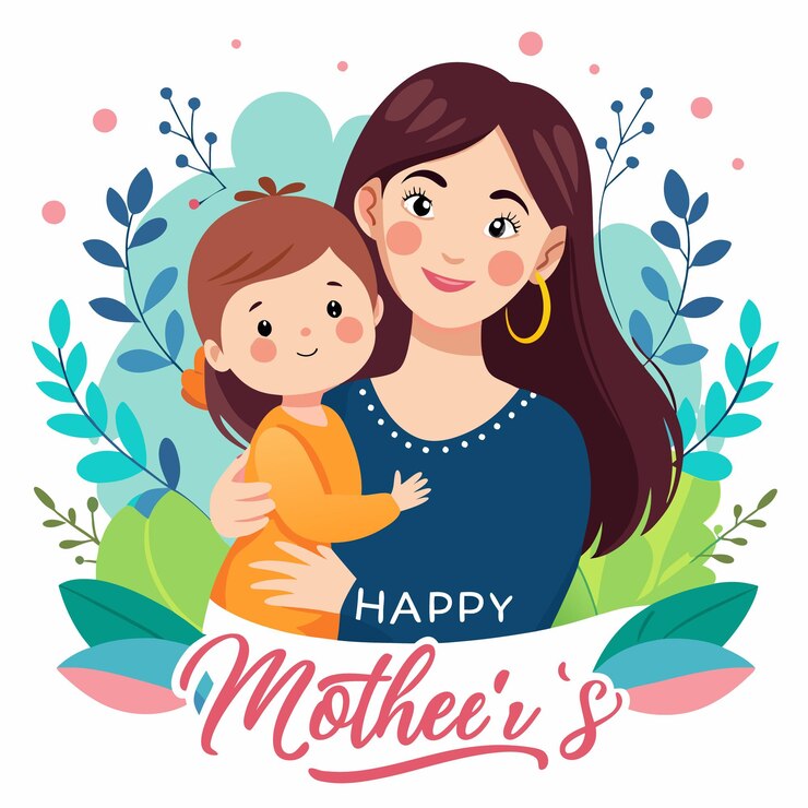 Vector a mother and her child are smiling while surrounded by a floral design and the text 39happy mother39s39