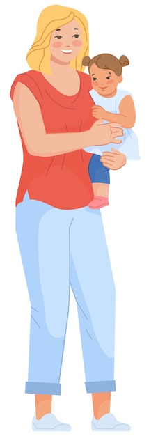 母は小さな娘を抱きしめる幸せな子供を持つ若い女性