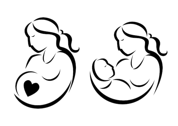 A mother holding baby Vector illustration