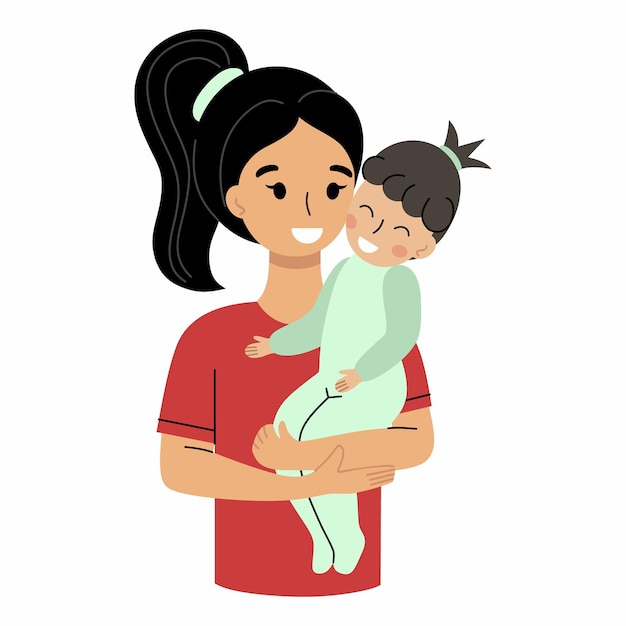 一位母親抱著一個嬰兒.母親和女兒.母性和育兒.