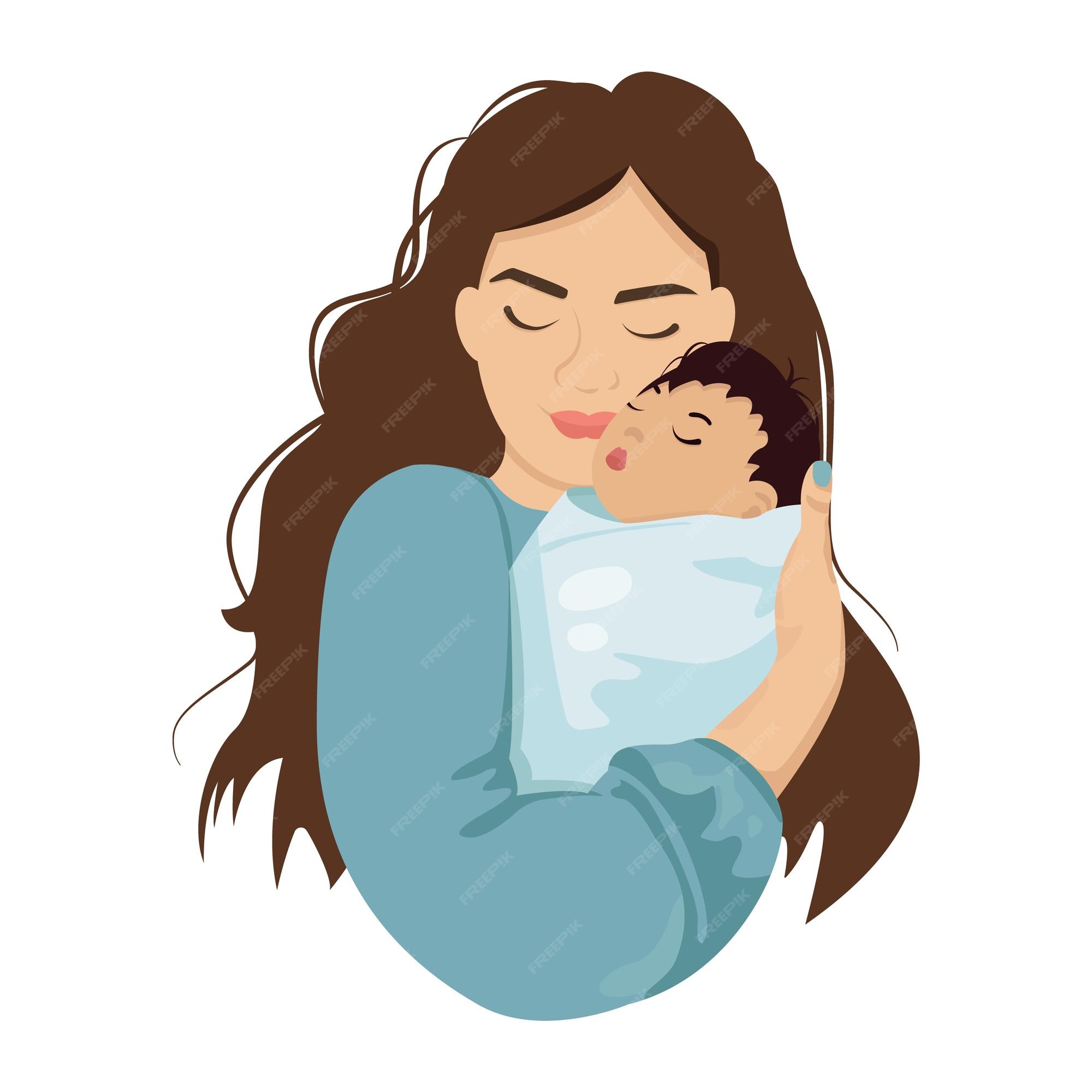 Premium Vector | Mother holds her baby boy in arms vector illustration of motherhood and care about kids Premium Vector | Mother holds her baby boy in arms vector illustration of motherhood and care about kids