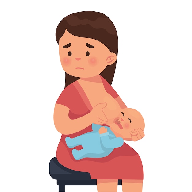 Mother is sad because she can't breastfeed her baby