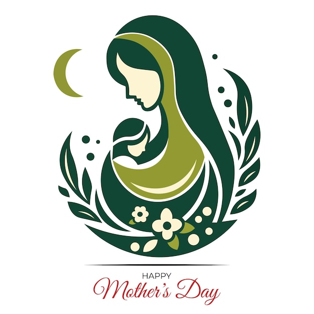Vector mother and kid silhouette for happy mothers day for print t shirt logo poster label design elements