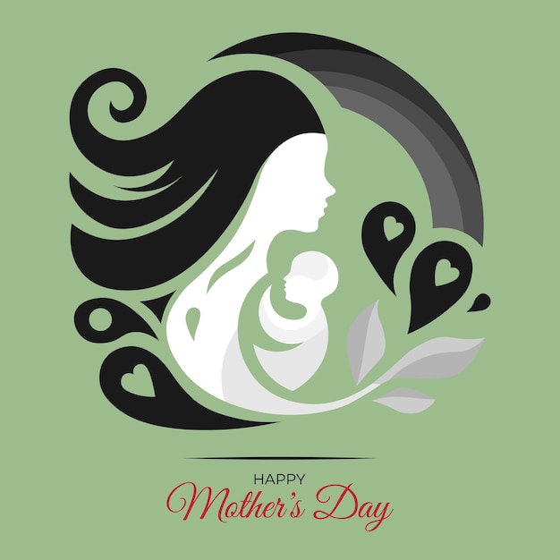 Vector mother and kid silhouette for happy mothers day for print t shirt logo poster label design elements