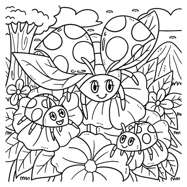 Premium Vector  Spring ladybug isolated coloring page for kids