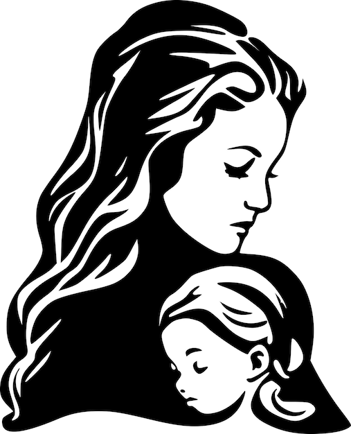 Vector mother minimalist and simple silhouette vector illustration