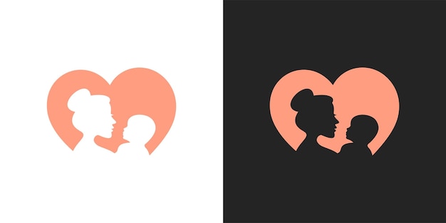 Vector mother mom care baby child in love abstract logo vector