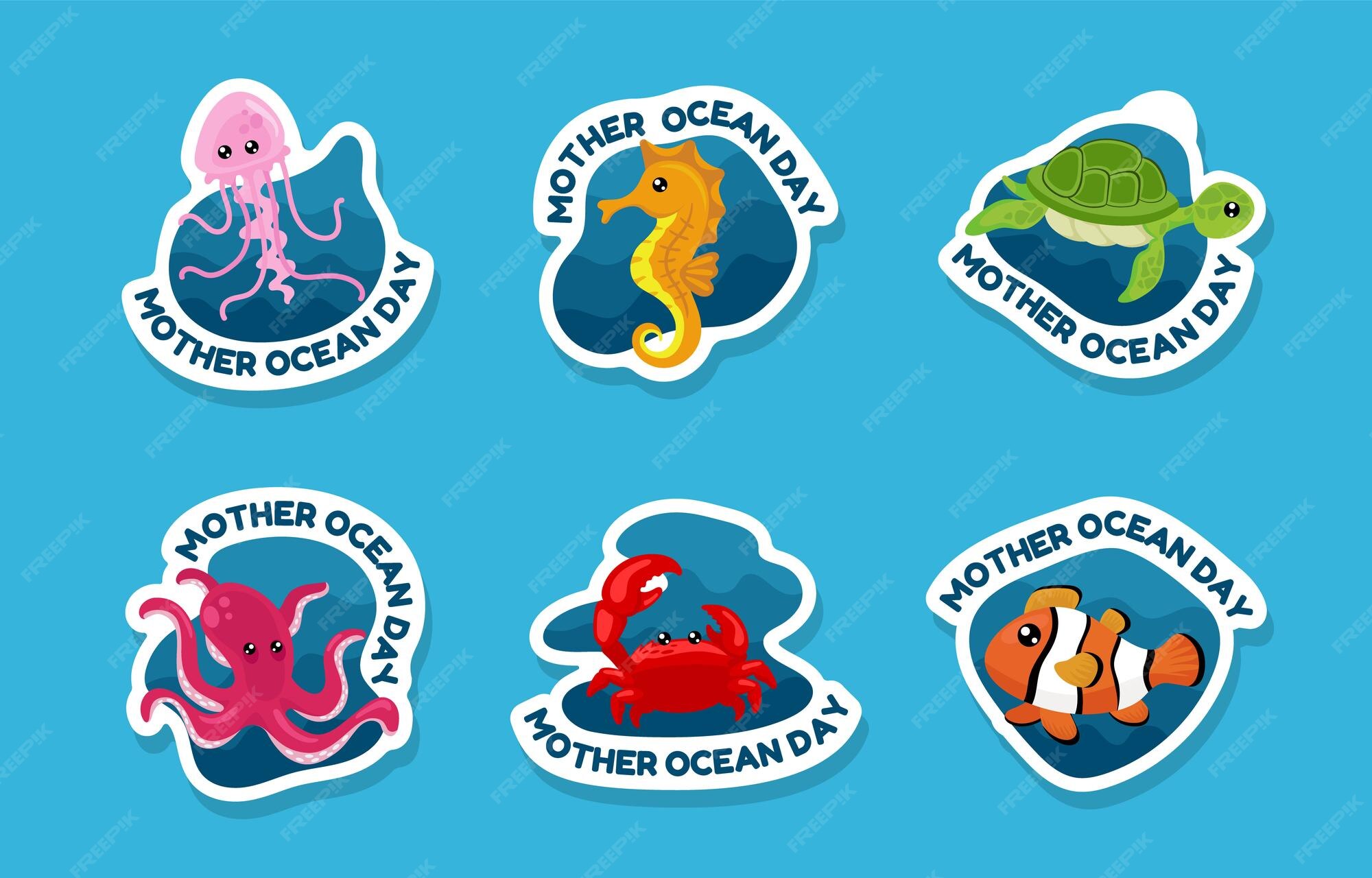 Premium Vector | Mother ocean day cute sea animals
