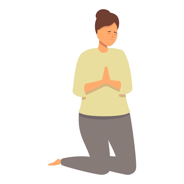Mother praying on knees icon cartoon vector Home believe