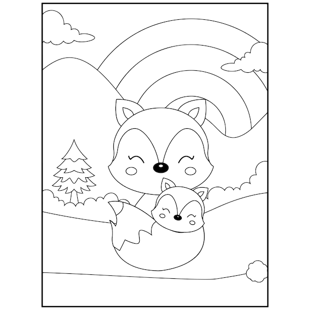 Mother's Day Animals Coloring Pages For Kids Premium Vector