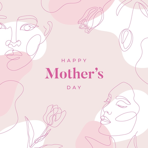 Mother's Day background Minimal boho and line art composition Vector illustration