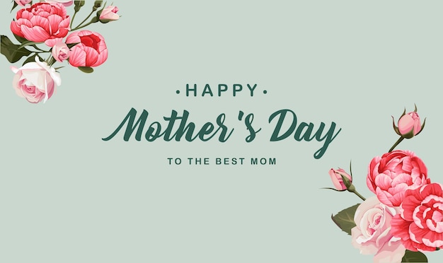 Mother's Day Background with colorful elements and flowers lettering Vector symbols of love