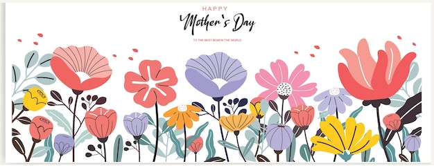 Mother's Day banner poster greeting card background design with beautiful blossom flowers