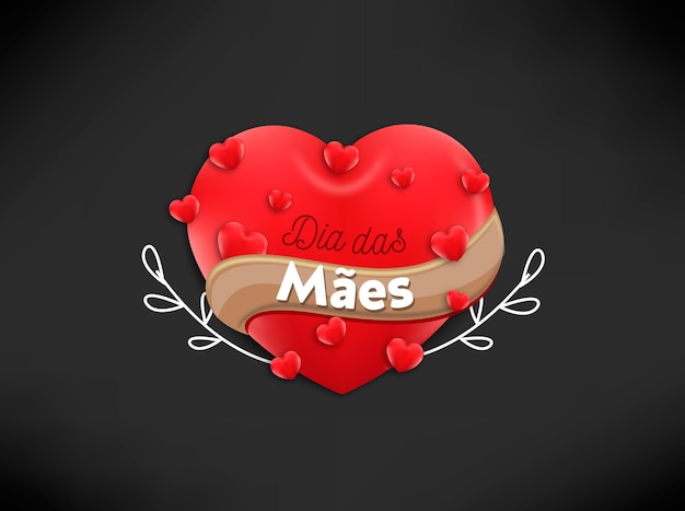 Mother's day banner with red hearts Vector Brazil