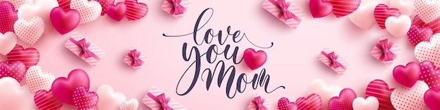 Mother's day banner with sweet hearts