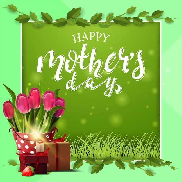 Mother's day card in green with liana