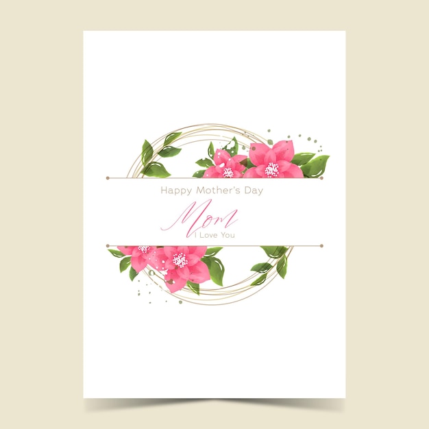 Mother's day card in rustic style vector illustration greenery watercolor floral template card