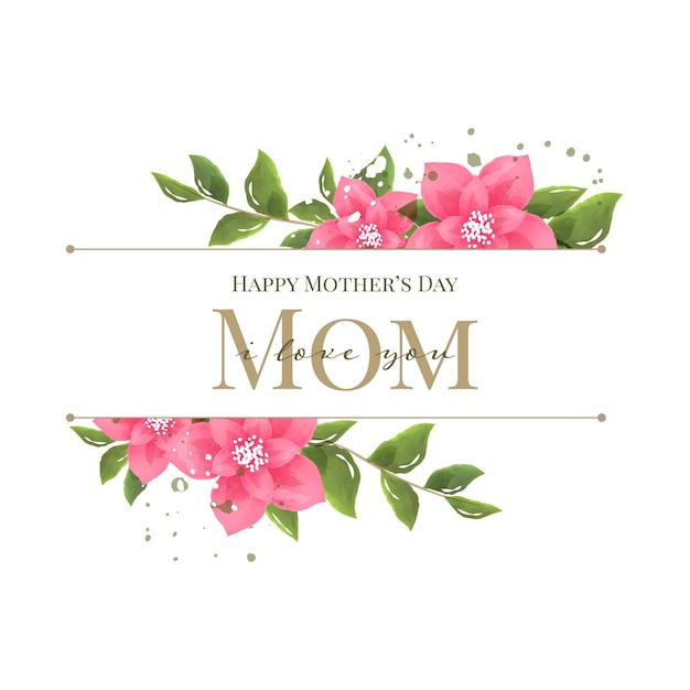 Mother's Day card in rustic style vector illustration Greenery watercolor floral template card