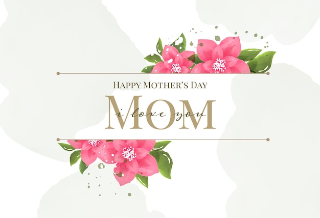 Mother's Day card in rustic style vector illustration Greenery watercolor floral template card