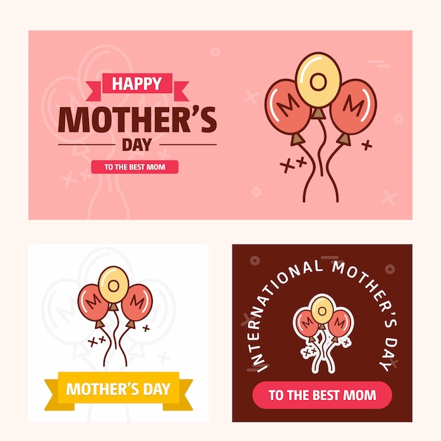 創造的なロゴとピンクのテーマベクトルと母の日のカード