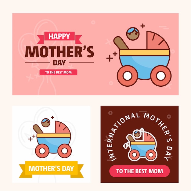 Mother's day card with creative logo and pink theme vector