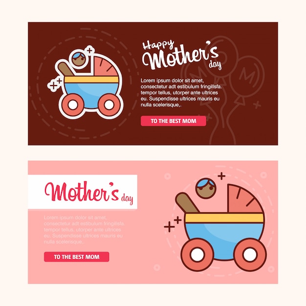 Mother's day card with creative logo and pink theme vector