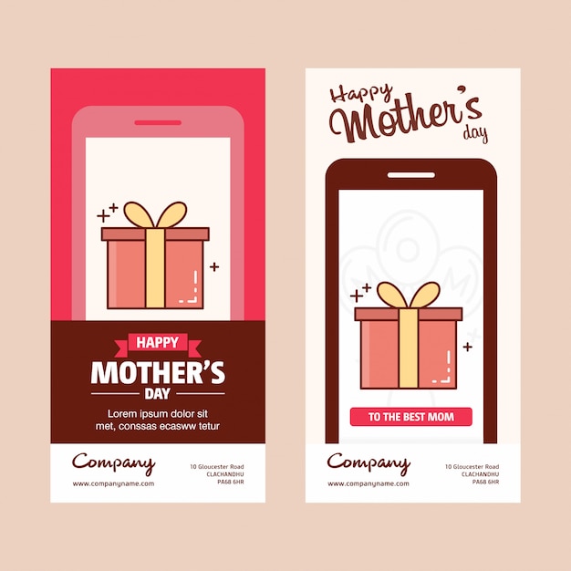 Vector mother's day card with giftbox logo and pink theme vector