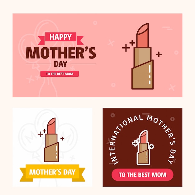 Карта дня матери с логотипом для губной помады и розовой тематикой