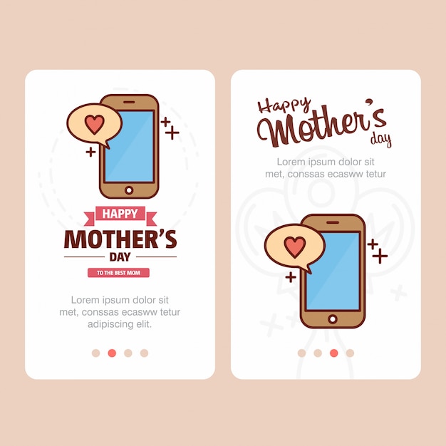 Vector mother's day card with smart phone logo