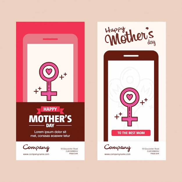 Mother's day card with women' logo and pink theme vector