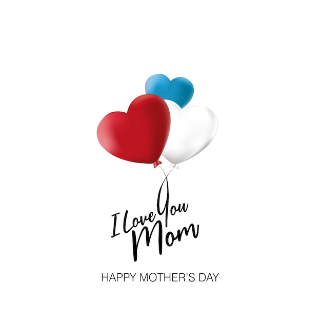 Mother's day celebration Vector hearts on white background