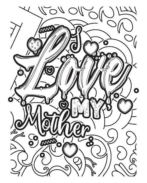 Vector mother's day coloring page design mother's day line art design coloring page design