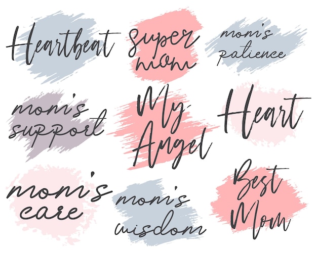 Vector mother's day designs set with paint brushes